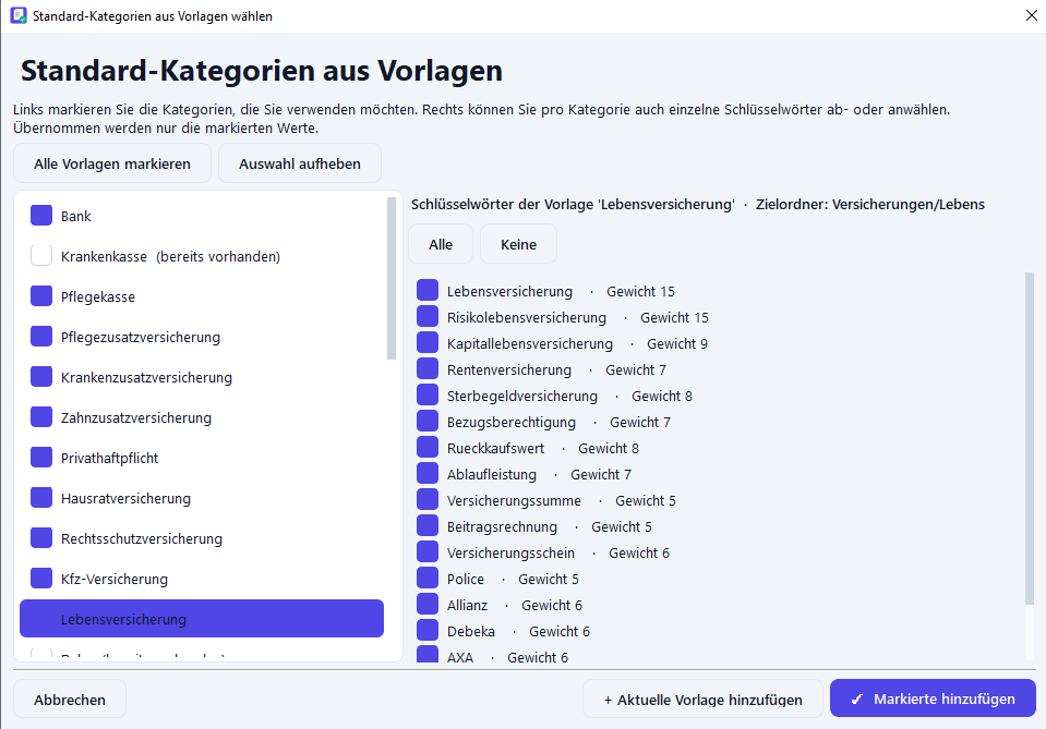 Dokumentensortierer Verwaltungsanwendung