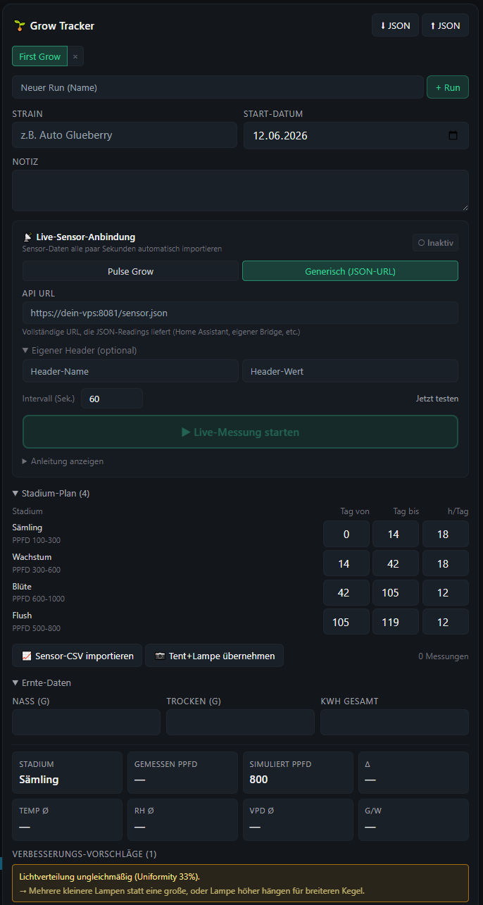 LED Simulator Kalibrierung